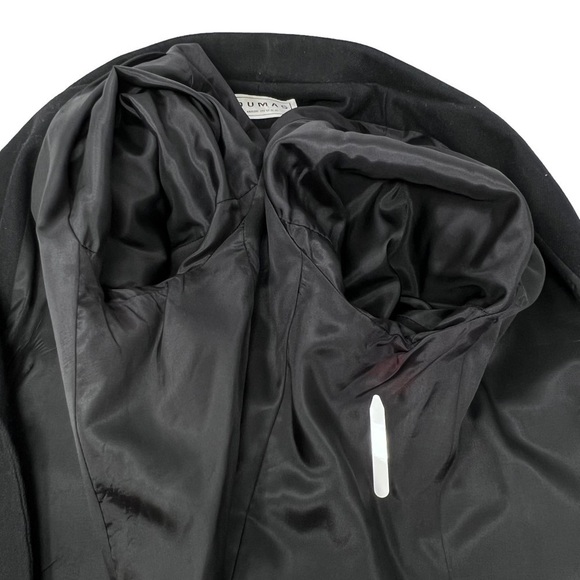 VTG Dumas Wool Car Coat Black Size 16 Double Breasted Crest Buttons Notch Collar - Picture 14 of 14